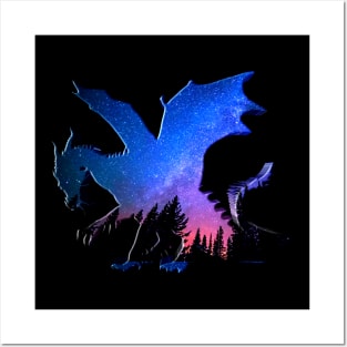 Dragon Cosmic Space Forest Posters and Art